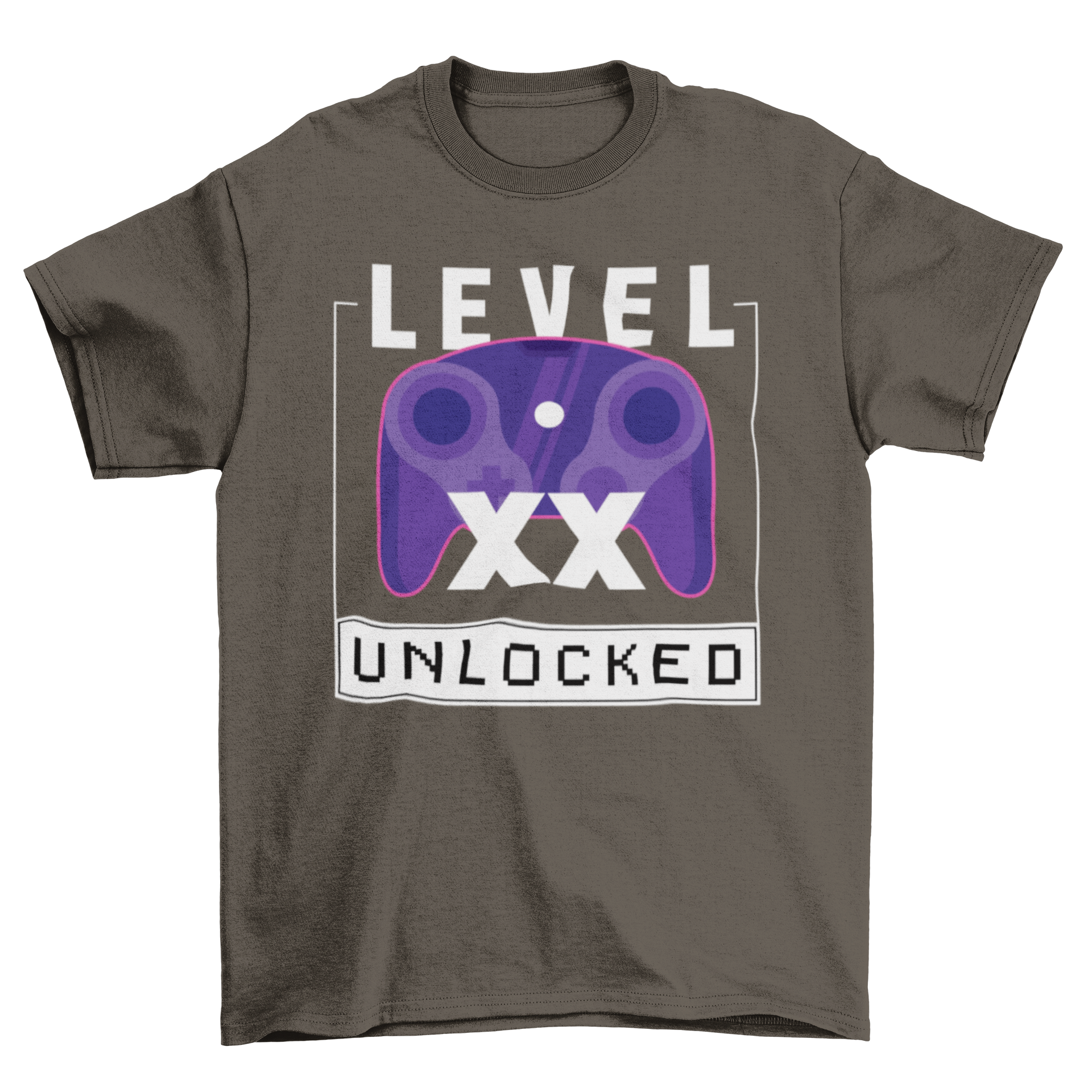 Level XX Unlocked T-Shirt featuring a joystick design and the caption 'Level Unlocked'.