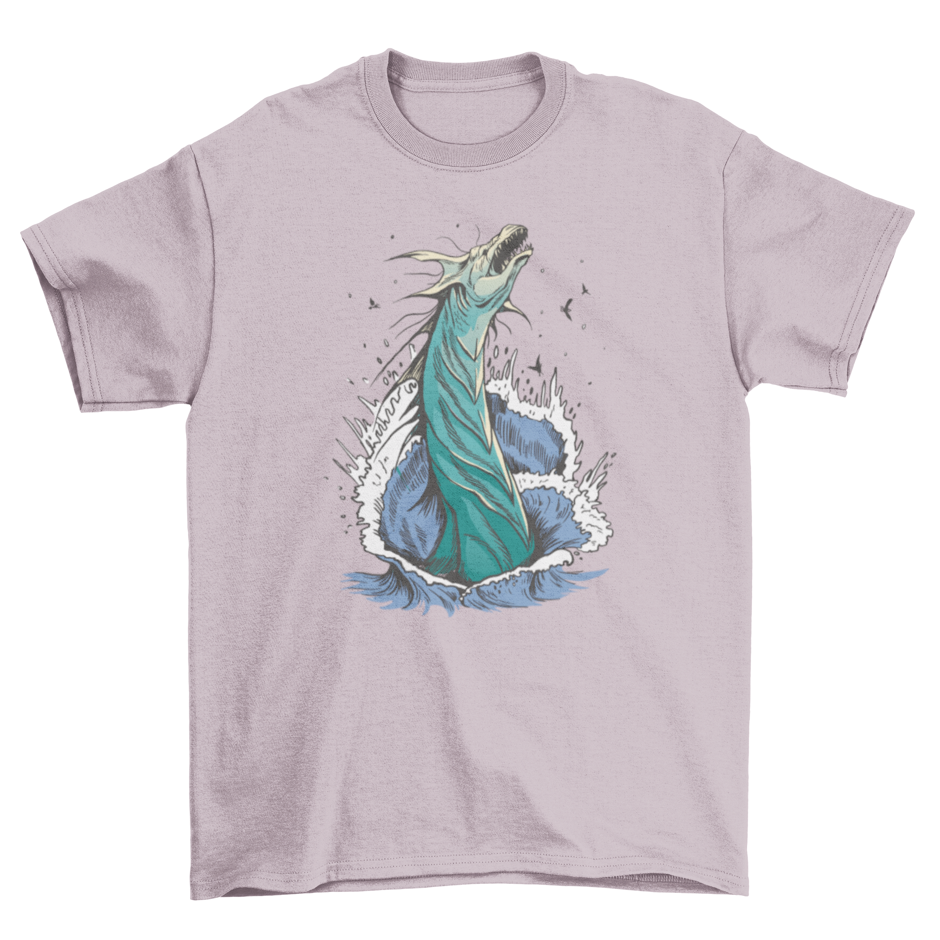 Leviathan sea creature t-shirt featuring a detailed illustration of the mythical sea monster, perfect for ocean enthusiasts.