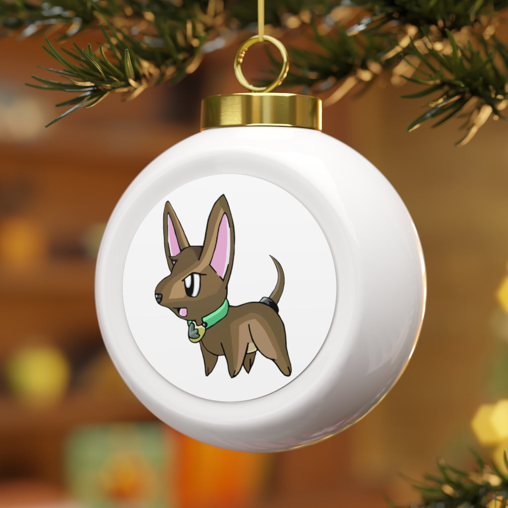 LG Christmas Ball Ornament with glossy finish and gold ribbon, featuring a vintage design and customizable metal insert.