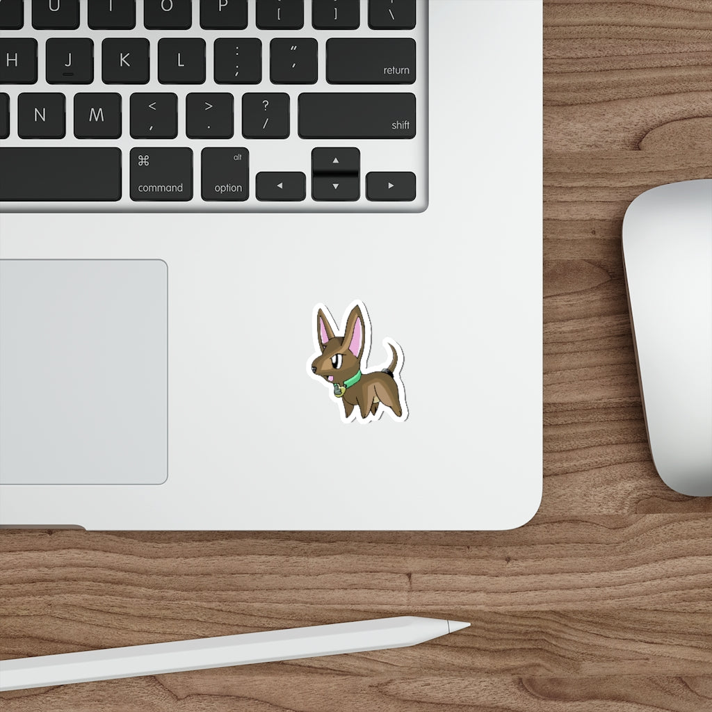 A collection of LG die-cut stickers showcasing various custom shapes and designs on a smooth surface, highlighting their matte finish and waterproof quality.