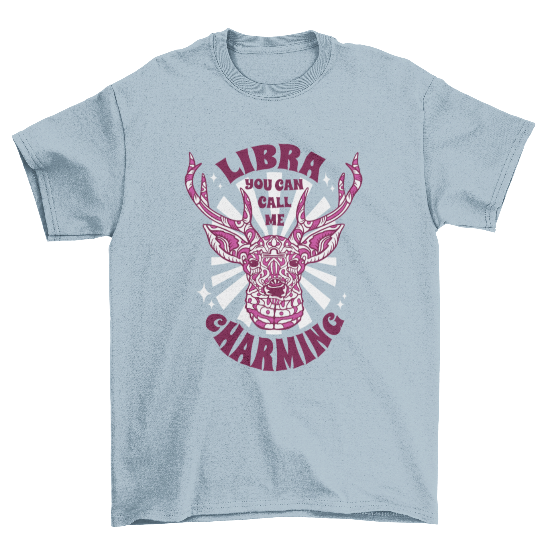 Stylish Libra deer t-shirt featuring a mandala design and charming quote.