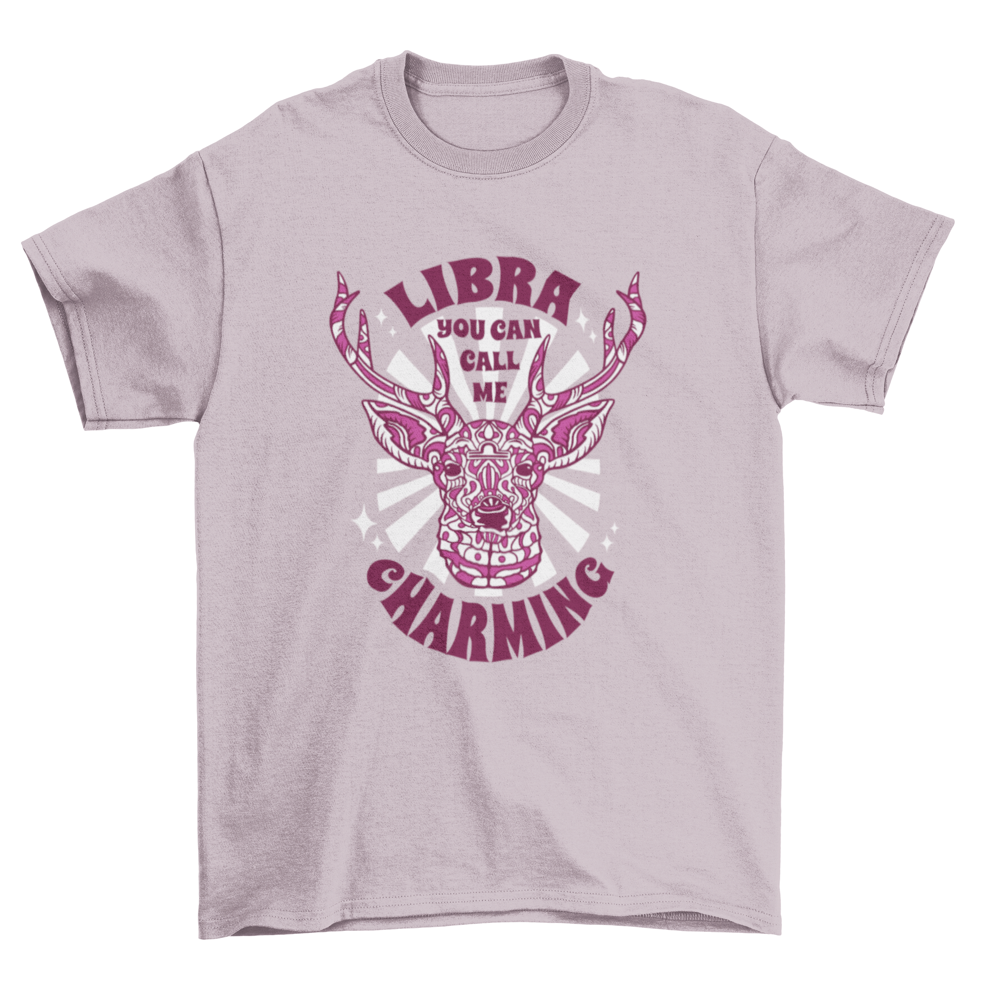 Stylish Libra deer t-shirt featuring a mandala design and charming quote.