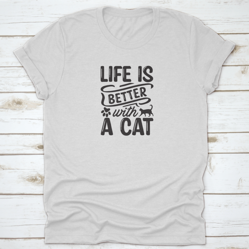 A stylish brush featuring the phrase 'Life Is Better With A Cat' with grey paw prints, made from soft cotton fabric.