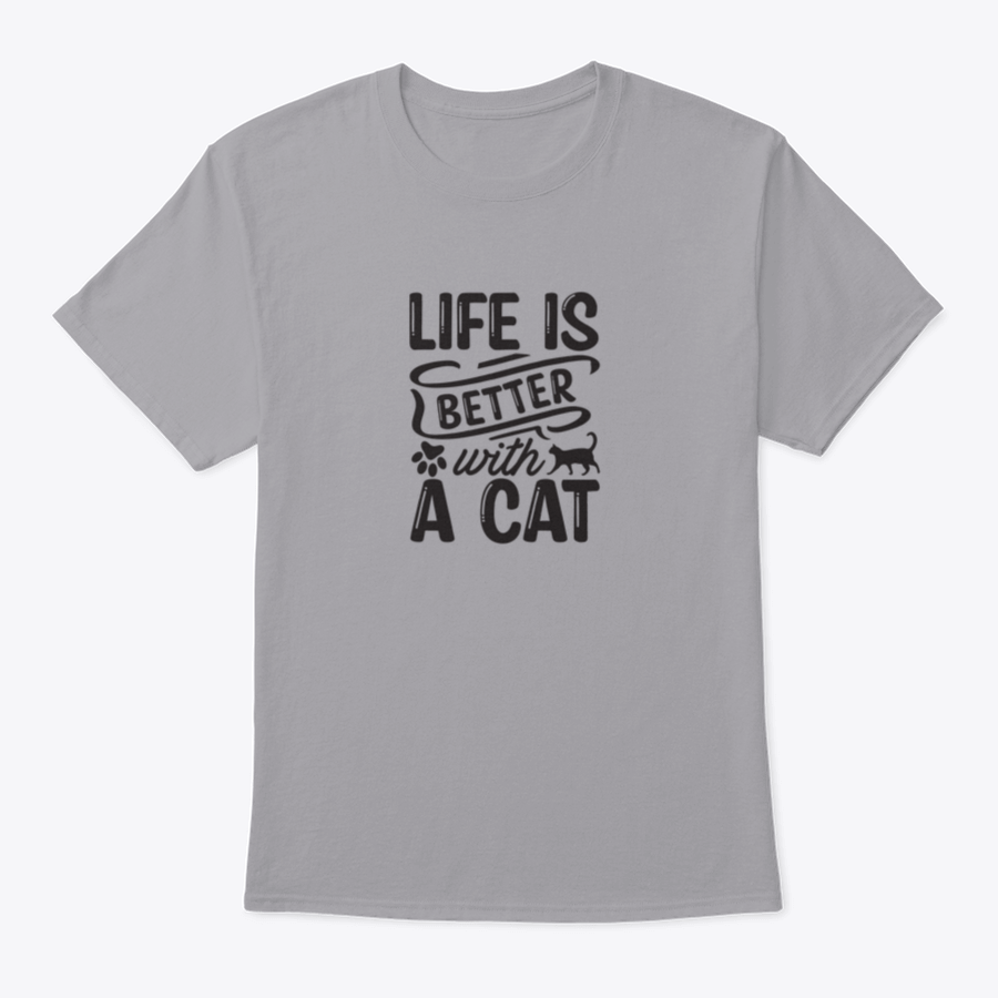 A stylish brush featuring the phrase 'Life Is Better With A Cat' with grey paw prints, made from soft cotton fabric.