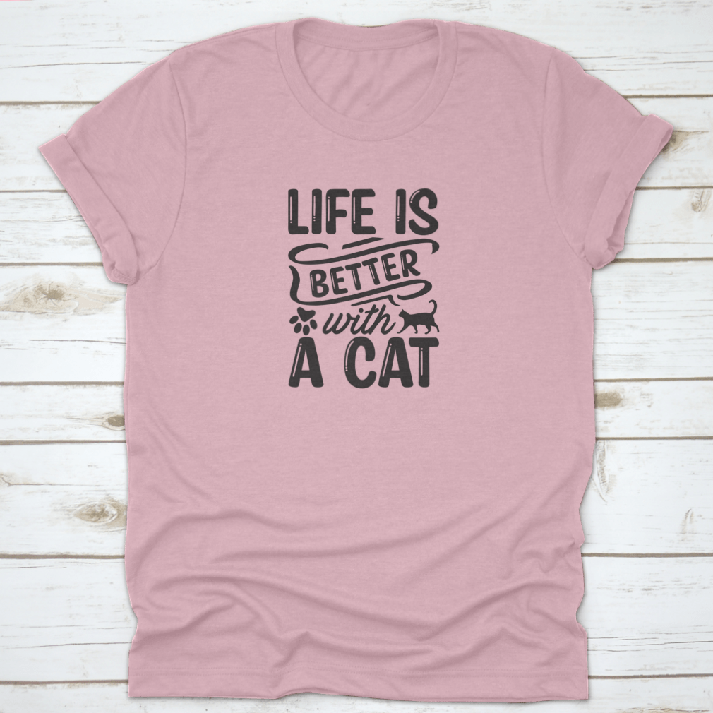 A stylish brush featuring the phrase 'Life Is Better With A Cat' with grey paw prints, made from soft cotton fabric.