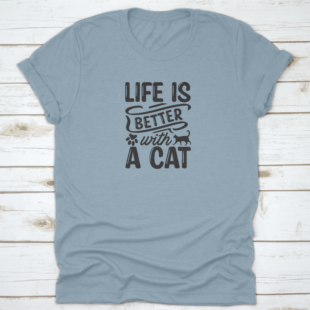 A stylish brush featuring the phrase 'Life Is Better With A Cat' with grey paw prints, made from soft cotton fabric.