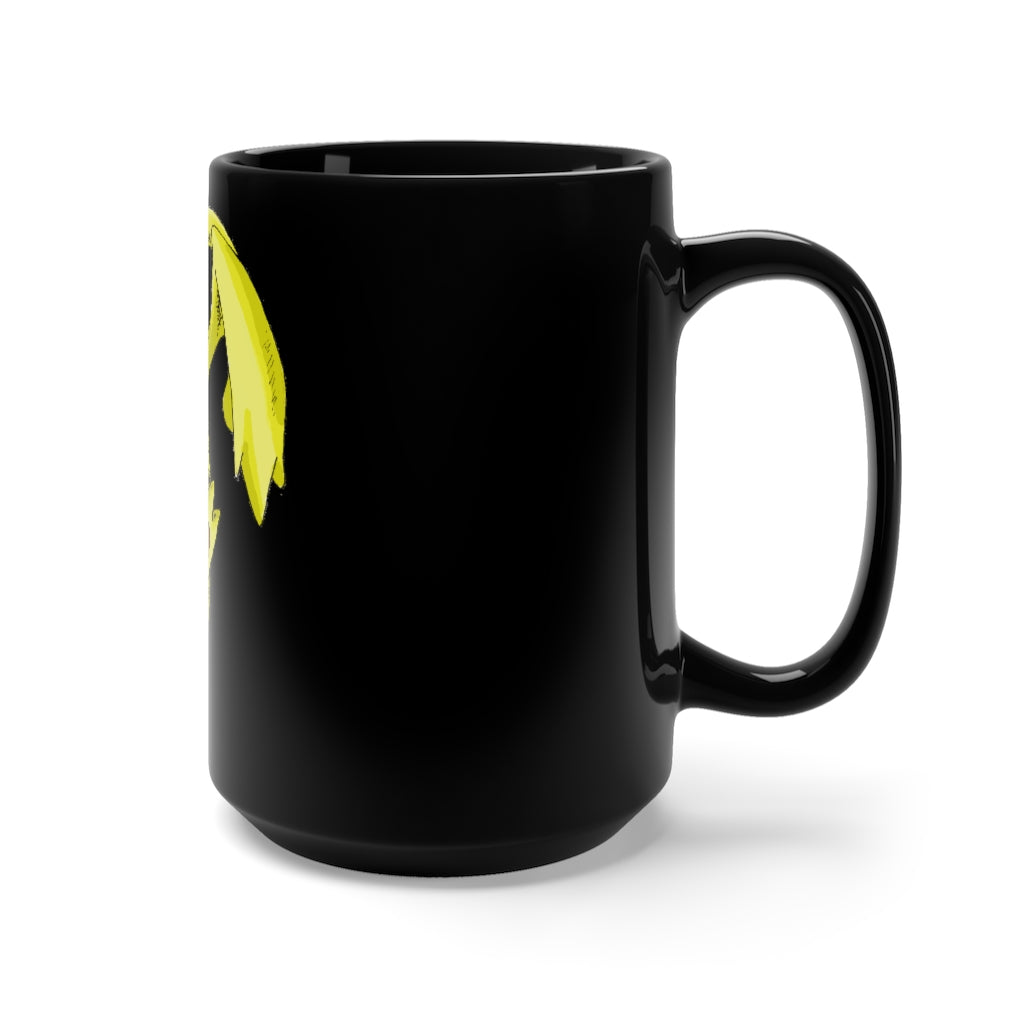 Lighender Black Mug 15oz featuring a sleek black ceramic design with rounded corners and a comfortable C-handle, perfect for hot beverages.