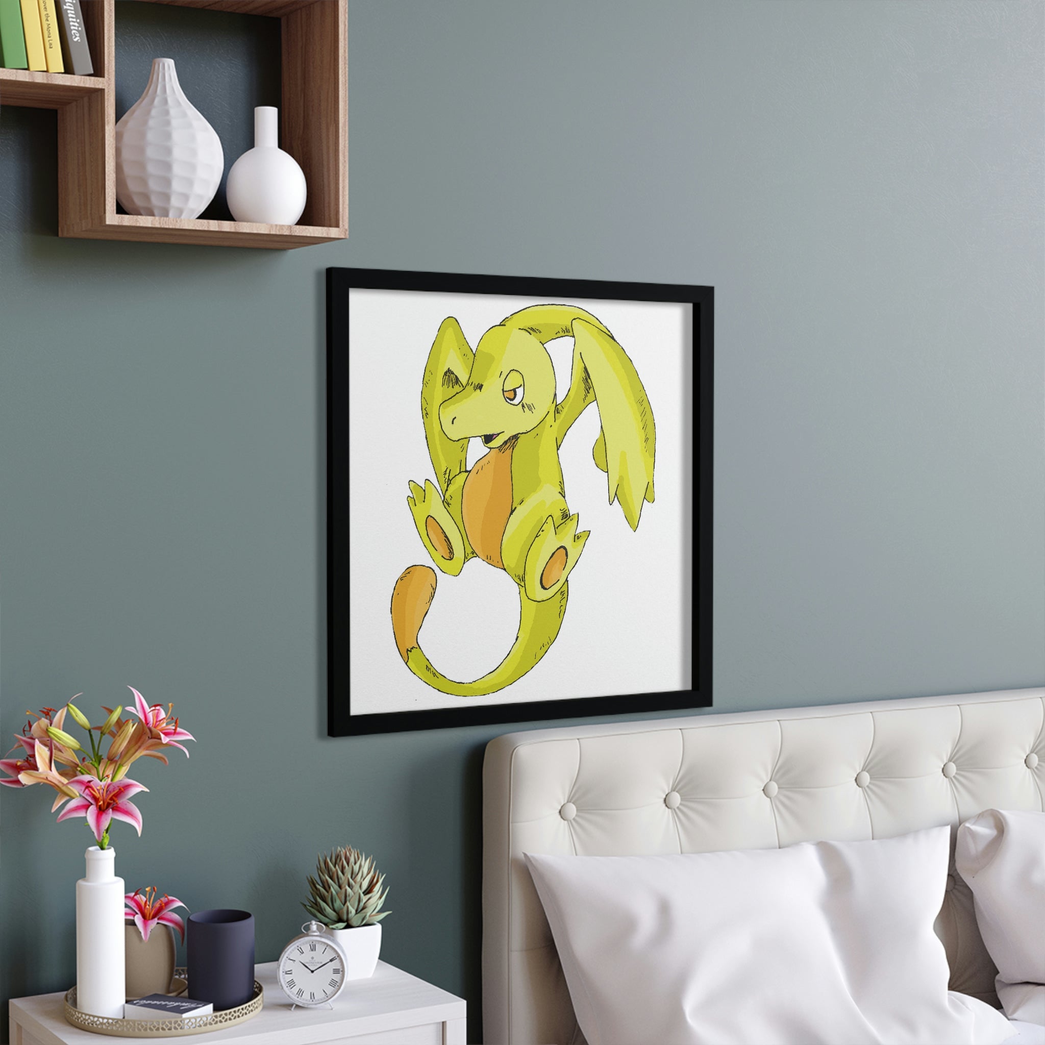 Lighender Framed Poster showcasing a hand-crafted wooden frame with vibrant custom artwork.