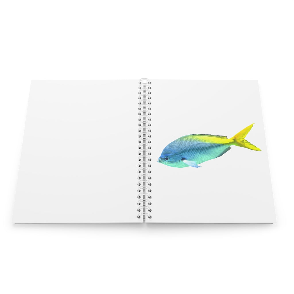 Light Blue and Yellow Fish Spiral Notebook with customizable covers and wide-ruled pages.