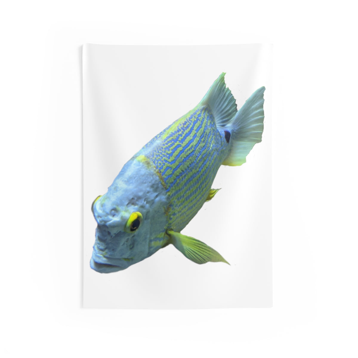 Light Blue Fish Indoor Wall Tapestry featuring vibrant fish designs on a soft blue background, perfect for home decor.