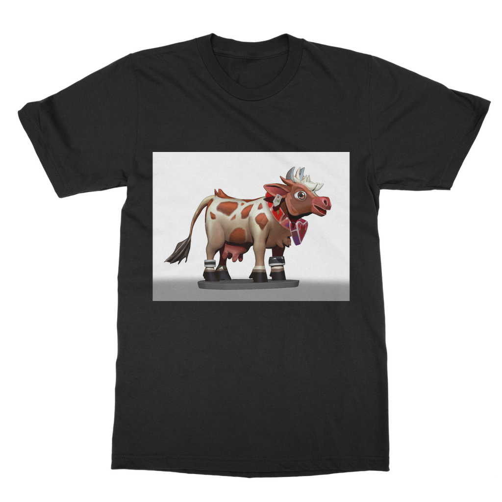 Light Brown Cow Classic Adult T-Shirt featuring a soft-style round neck and short sleeves, made from 100% cotton.