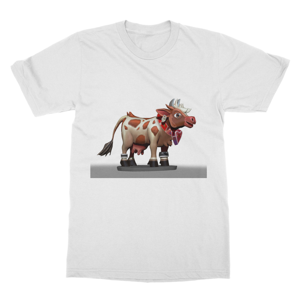 Light Brown Cow Classic Adult T-Shirt featuring a soft-style round neck and short sleeves, made from 100% cotton.