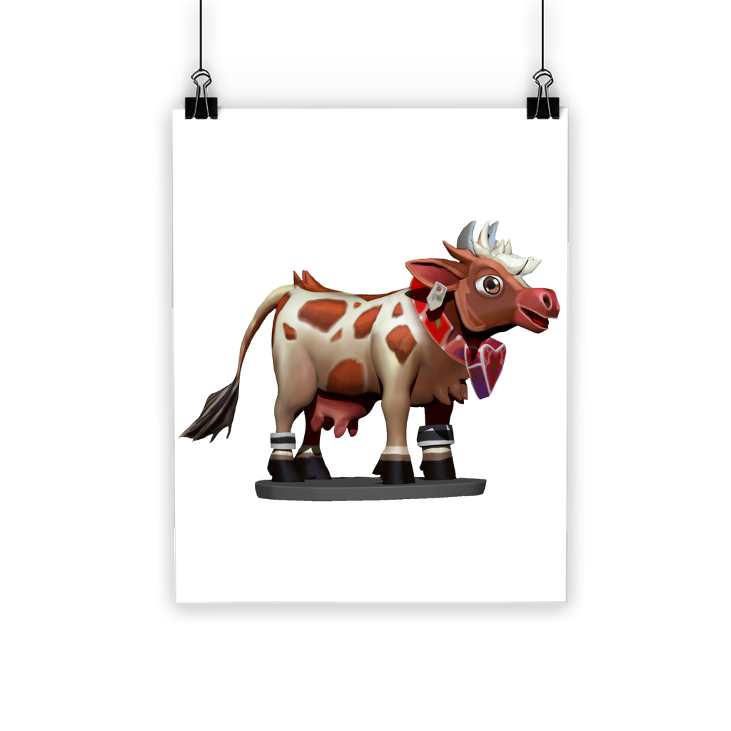 Light Brown Cow Classic Poster printed on semi-gloss paper, showcasing vibrant colors and a photo-realistic finish.