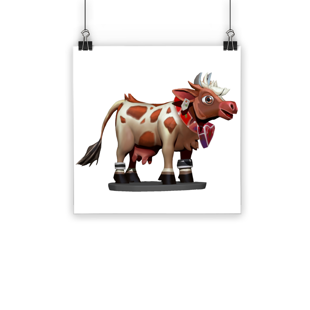 Light Brown Cow Classic Poster printed on semi-gloss paper, showcasing vibrant colors and a photo-realistic finish.