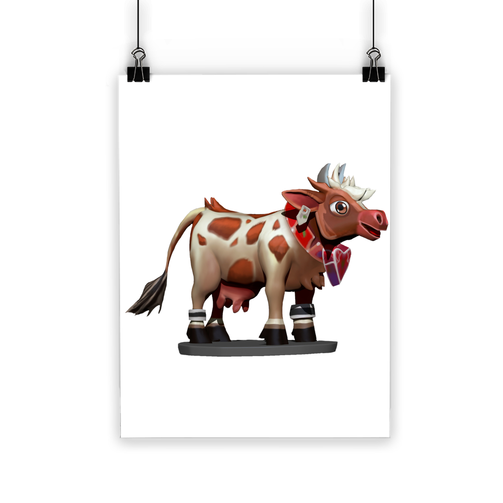 Light Brown Cow Classic Poster printed on semi-gloss paper, showcasing vibrant colors and a photo-realistic finish.