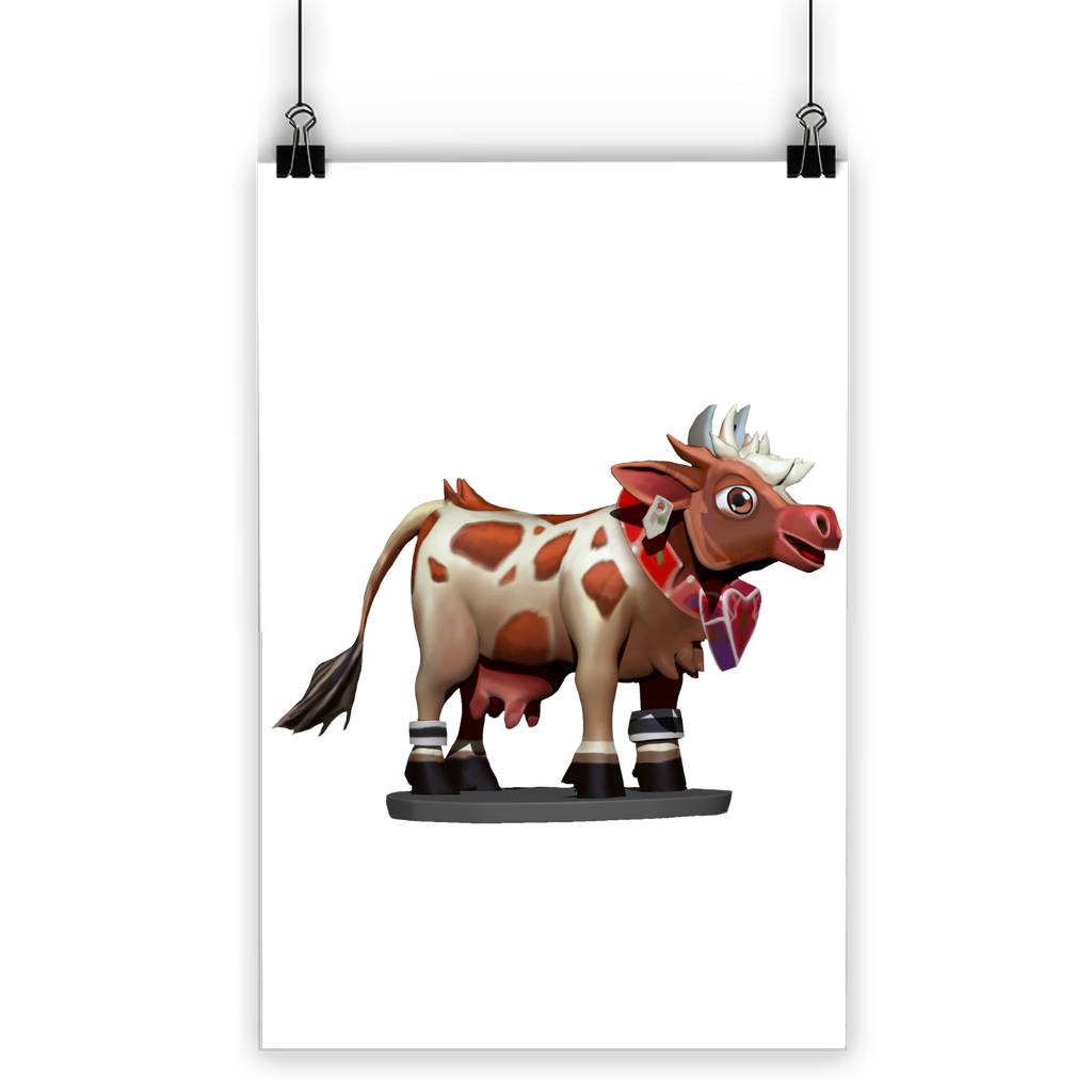 Light Brown Cow Classic Poster printed on semi-gloss paper, showcasing vibrant colors and a photo-realistic finish.