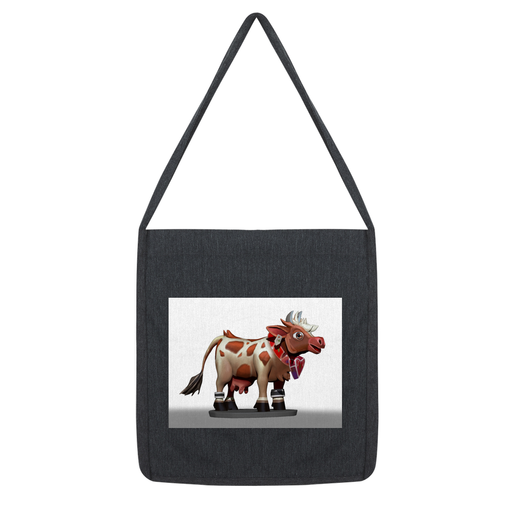 Light Brown Cow Classic Tote Bag made from recycled materials, featuring a durable woven twill design.