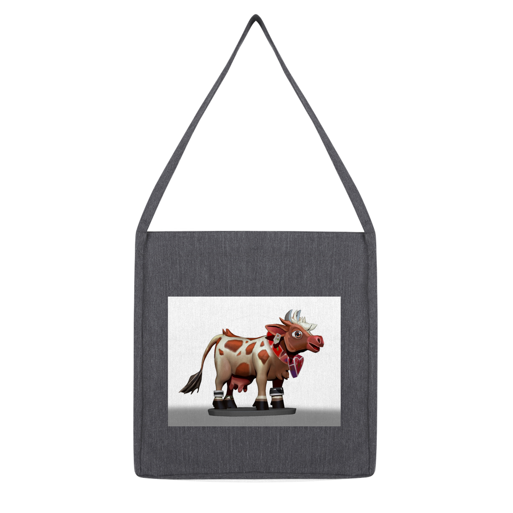 Light Brown Cow Classic Tote Bag made from recycled materials, featuring a durable woven twill design.