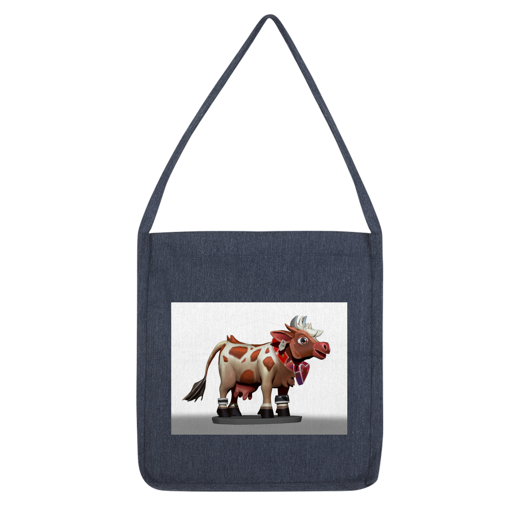 Light Brown Cow Classic Tote Bag made from recycled materials, featuring a durable woven twill design.