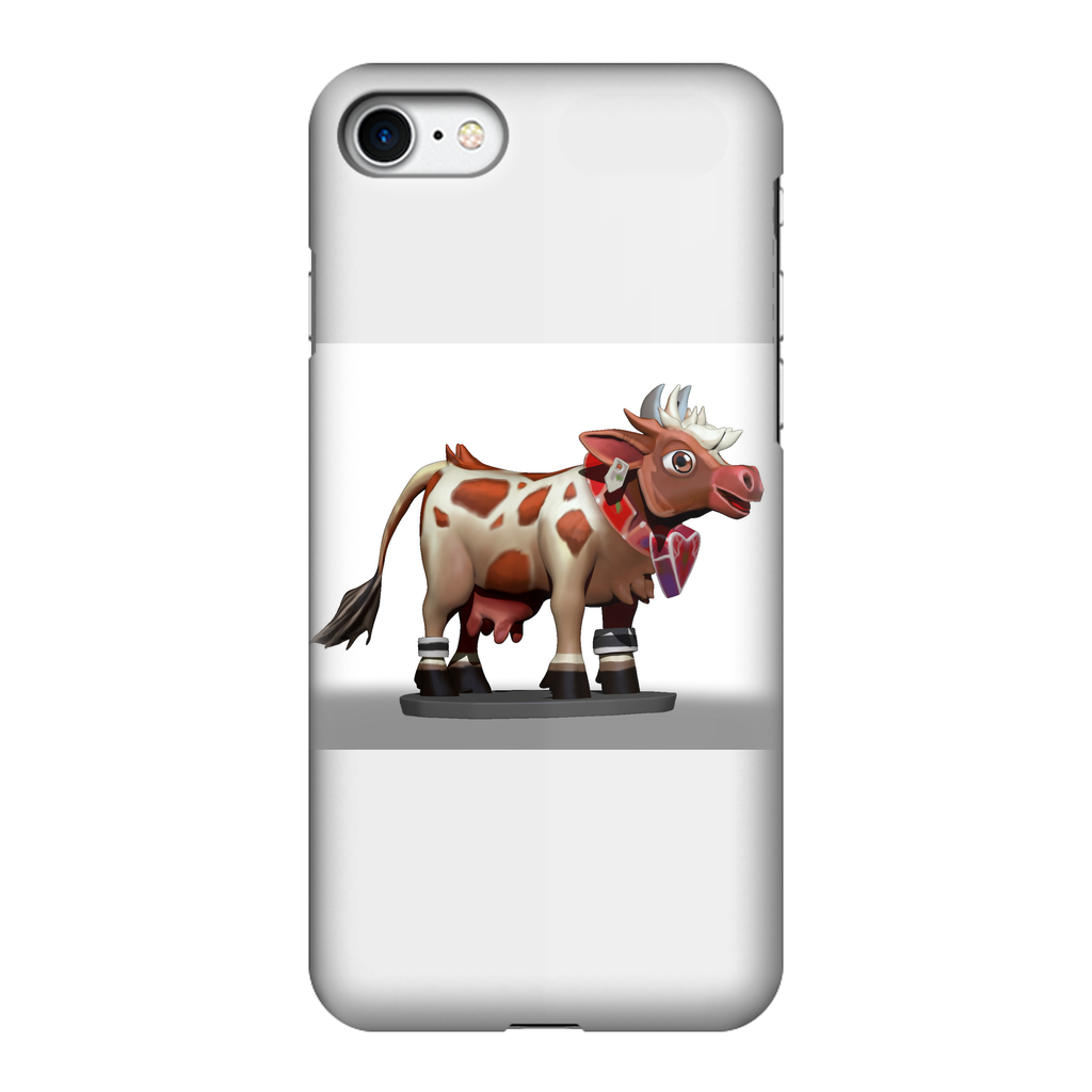 Light Brown Cow Fully Printed Tough Phone Case showcasing a vibrant cow design with dual-layer protection.