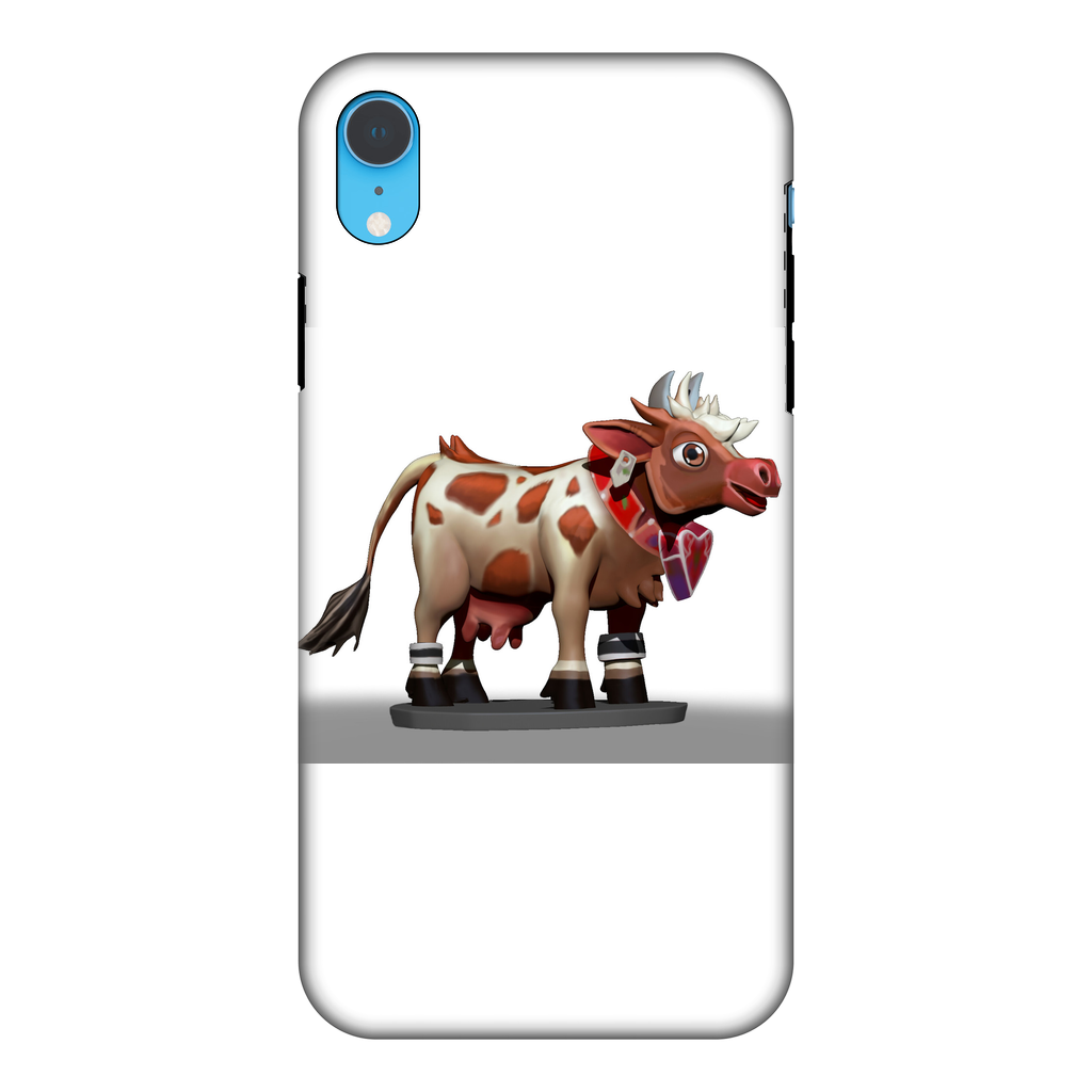 Light Brown Cow Fully Printed Tough Phone Case showcasing a vibrant cow design with dual-layer protection.