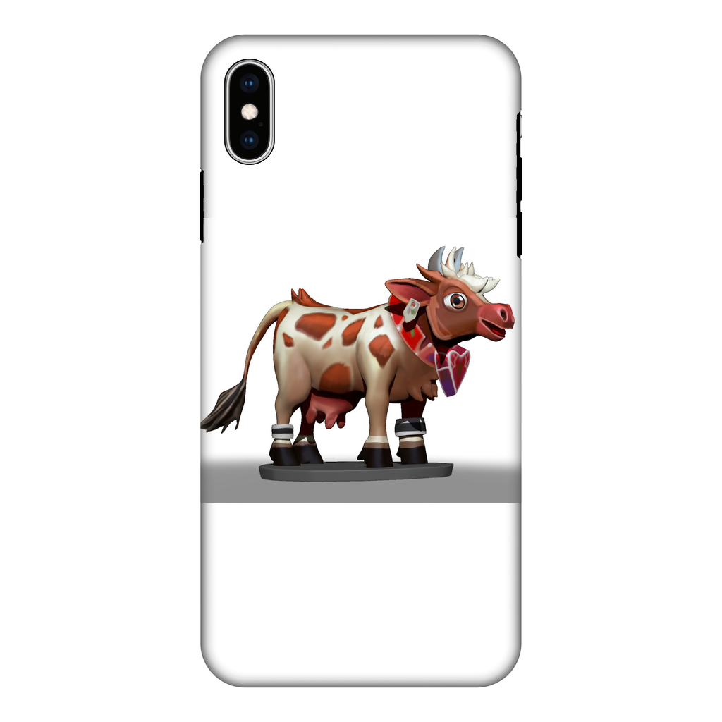 Light Brown Cow Fully Printed Tough Phone Case showcasing a vibrant cow design with dual-layer protection.