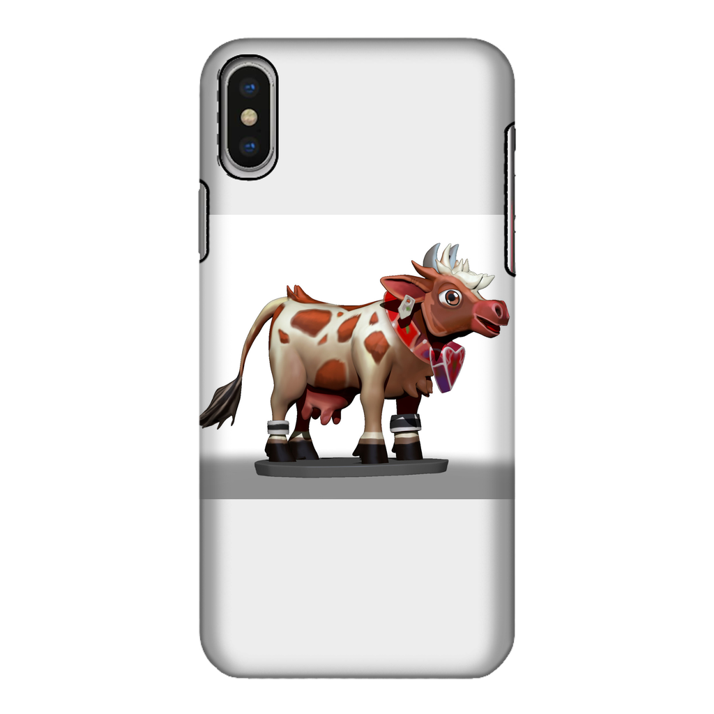 Light Brown Cow Fully Printed Tough Phone Case showcasing a vibrant cow design with dual-layer protection.