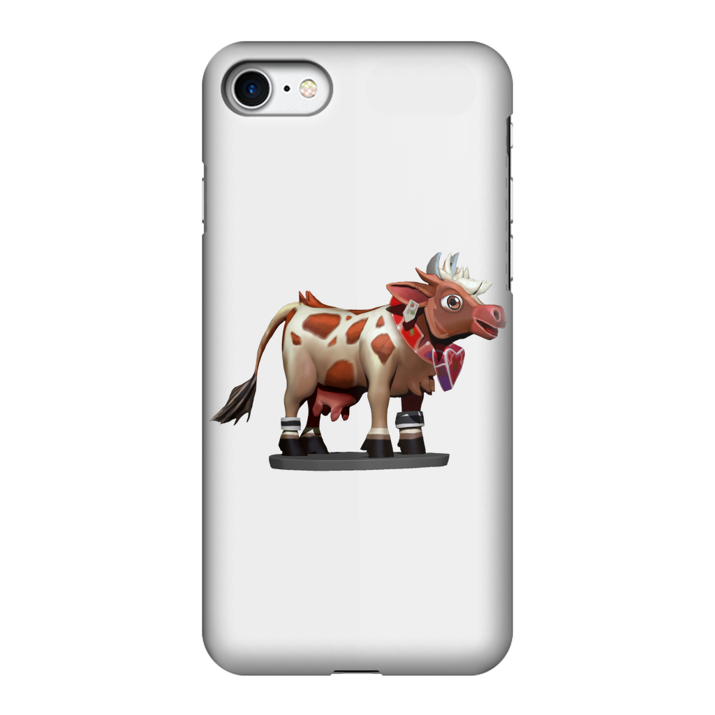 Light Brown Cow Fully Printed Tough Phone Case showcasing a vibrant cow design with a durable rubber and hard shell construction.