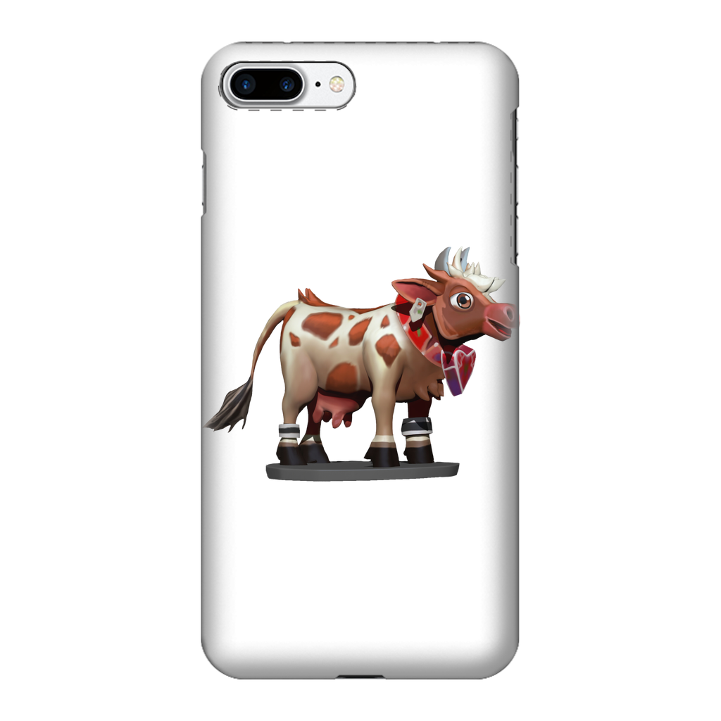 Light Brown Cow Fully Printed Tough Phone Case showcasing a vibrant cow design with a durable rubber and hard shell construction.