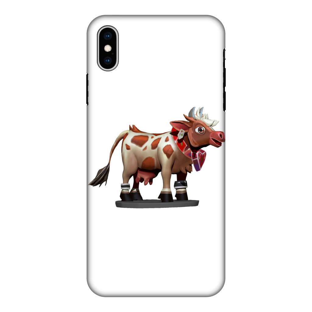 Light Brown Cow Fully Printed Tough Phone Case showcasing a vibrant cow design with a durable rubber and hard shell construction.