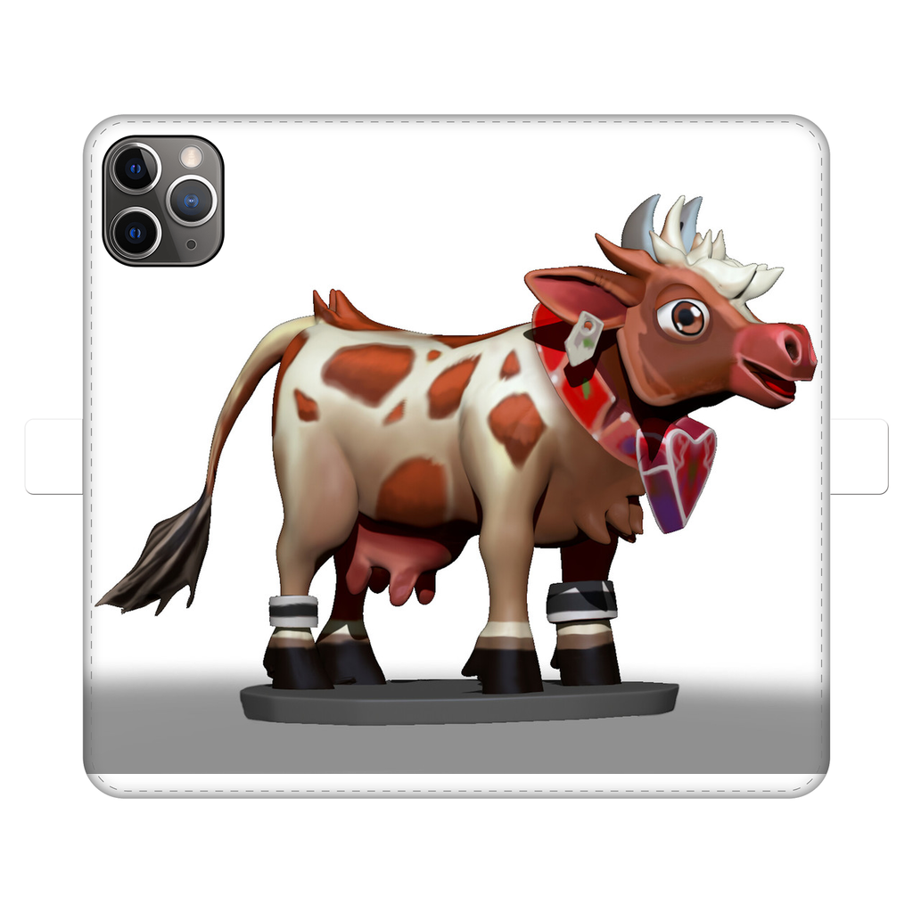 Light Brown Cow Fully Printed Wallet Case for iPhone and Samsung, featuring a stylish design and magnetic closure.