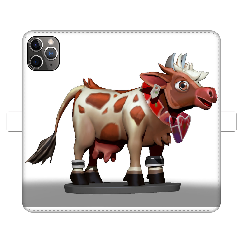 Light Brown Cow Fully Printed Wallet Case for iPhone and Samsung, featuring a stylish design and magnetic closure.