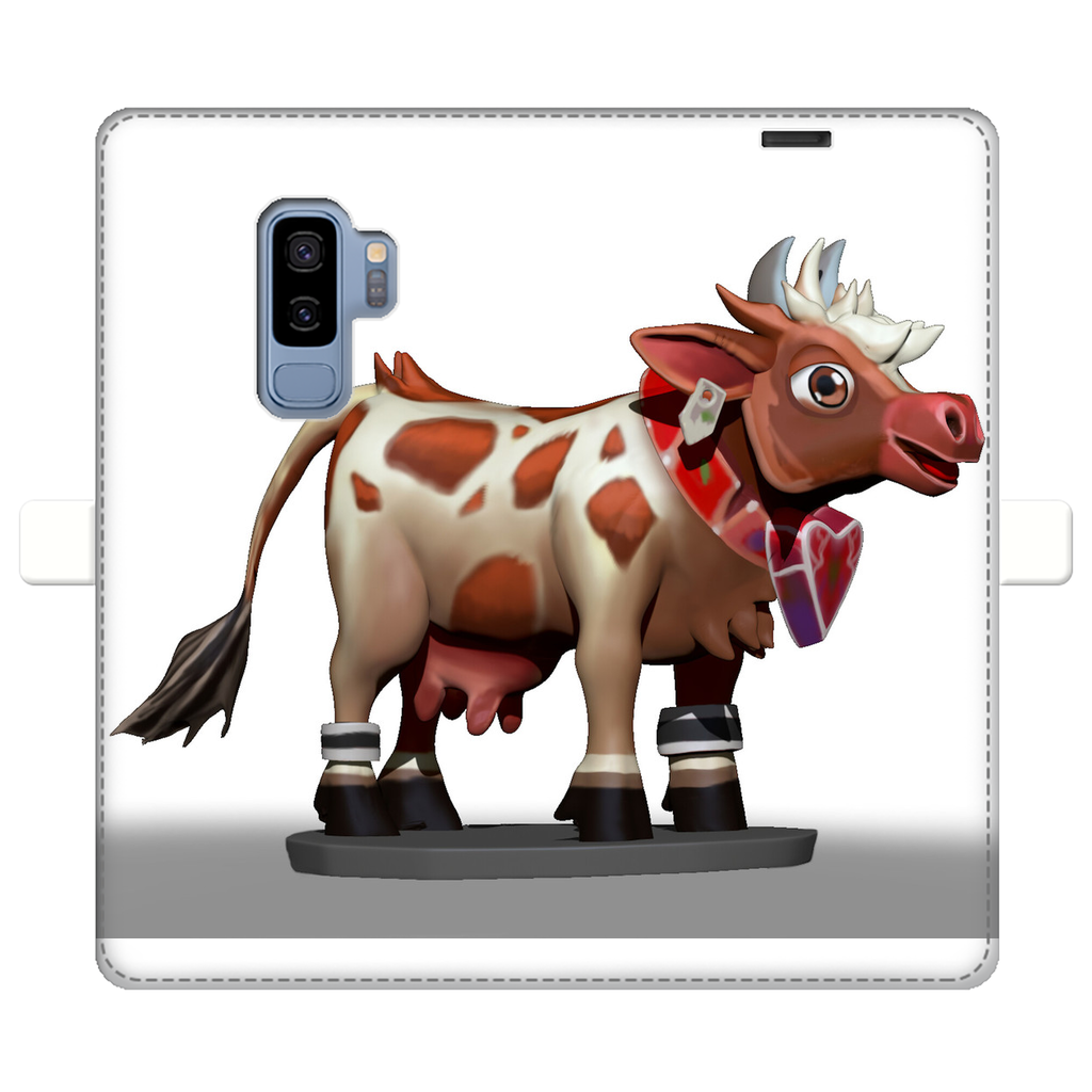 Light Brown Cow Fully Printed Wallet Case for iPhone and Samsung, featuring a stylish design and magnetic closure.