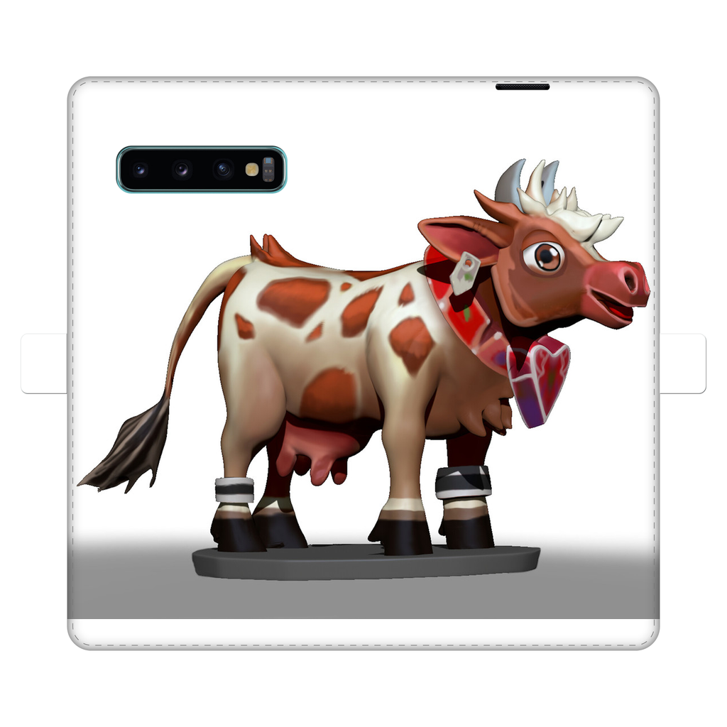 Light Brown Cow Fully Printed Wallet Case for iPhone and Samsung, featuring a stylish design and magnetic closure.