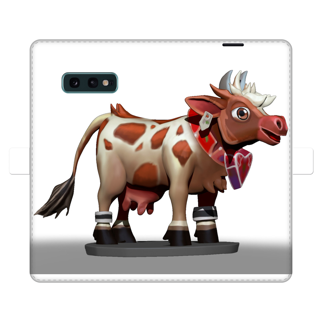 Light Brown Cow Fully Printed Wallet Case for iPhone and Samsung, featuring a stylish design and magnetic closure.