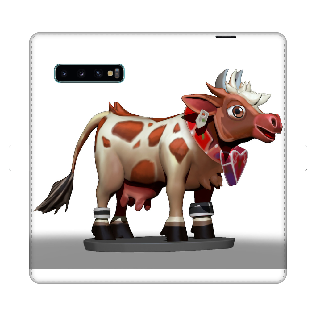 Light Brown Cow Fully Printed Wallet Case for iPhone and Samsung, featuring a stylish design and magnetic closure.