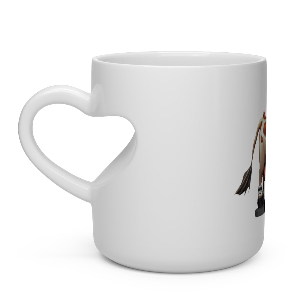 Light Brown Cow Heart Shape Mug with a heart-shaped handle, perfect for hot beverages, featuring a charming cow design.