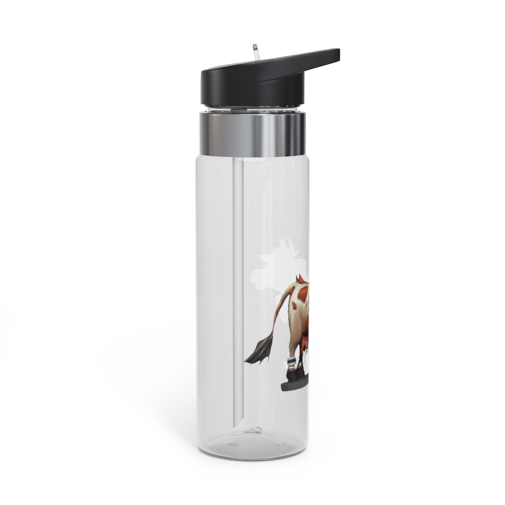 Light Brown Cow Kensington Tritan™ Sport Bottle, 20oz with a screw-on lid and carabiner hook, showcasing its durable design.