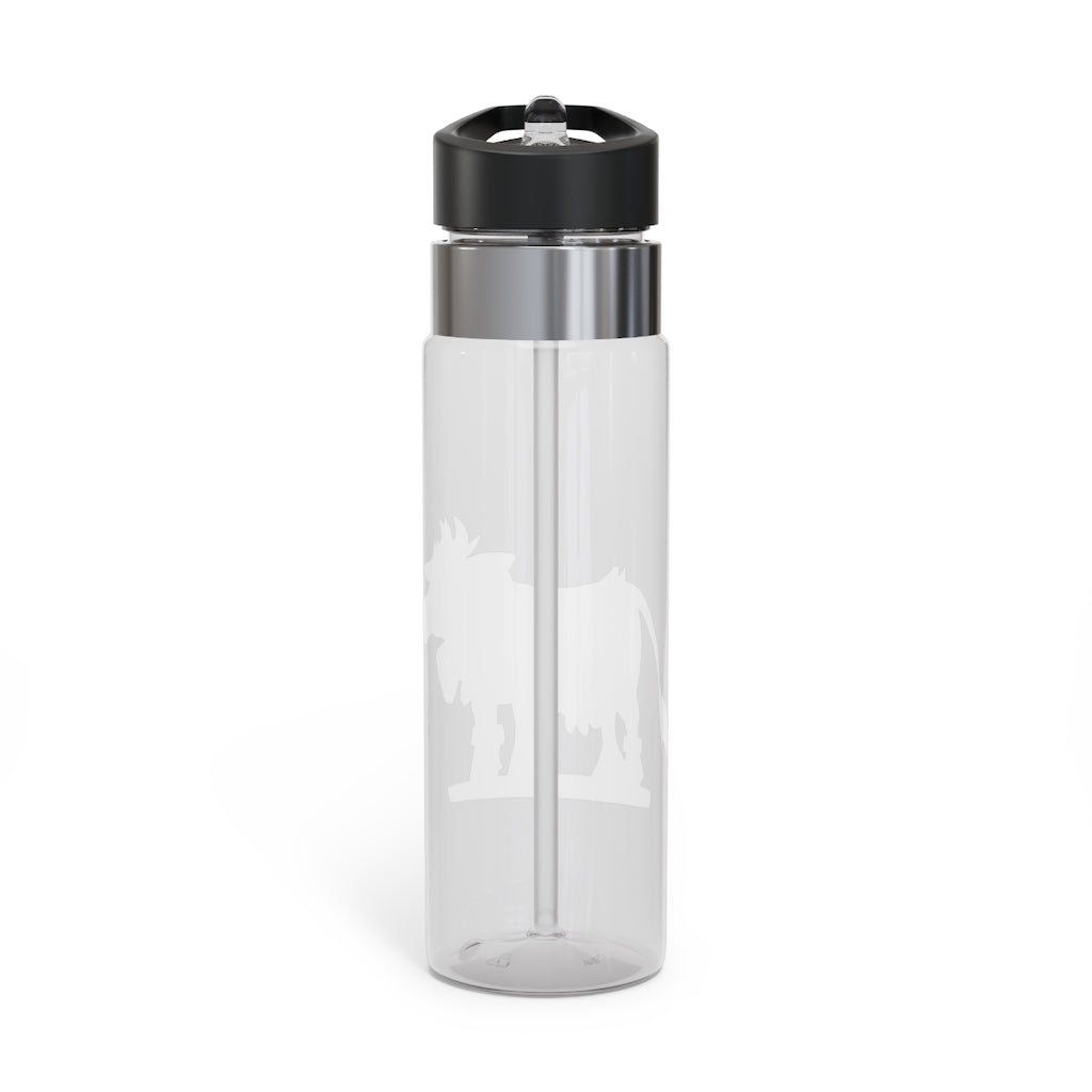 Light Brown Cow Kensington Tritan™ Sport Bottle, 20oz with a screw-on lid and carabiner hook, showcasing its durable design.