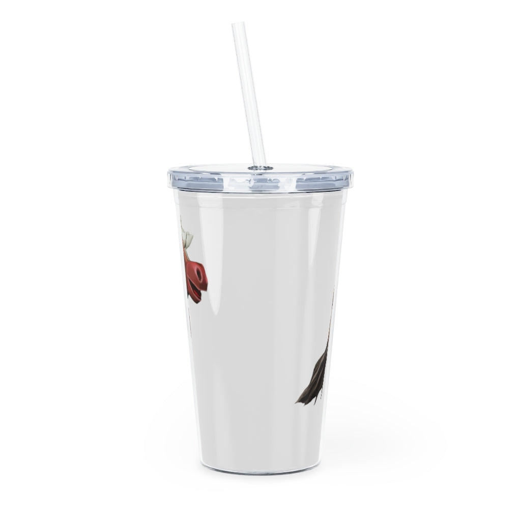 Light Brown Cow Plastic Tumbler with Straw, featuring a fun cow design and a convenient lid and straw.