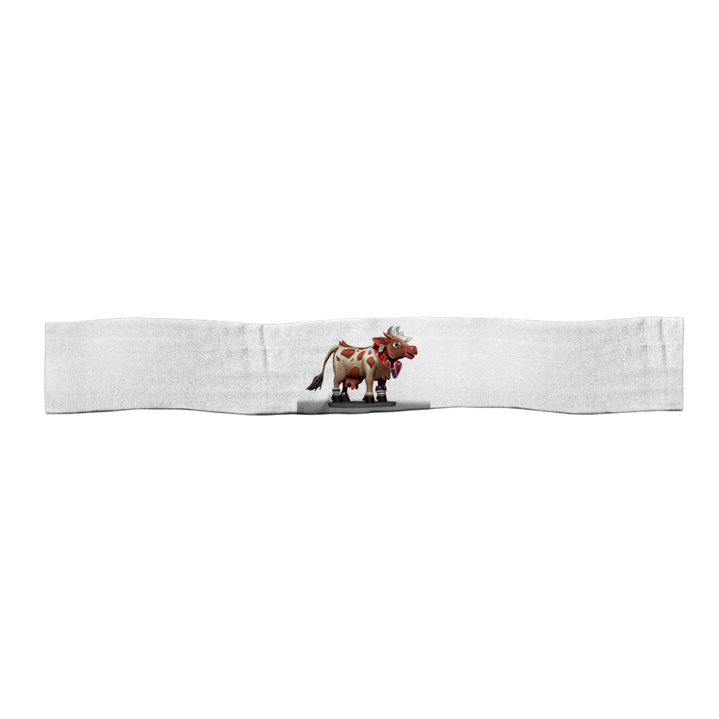 Light Brown Cow Satin Sports Scarf displayed on a white background, showcasing its lightweight satin fabric and stylish design.