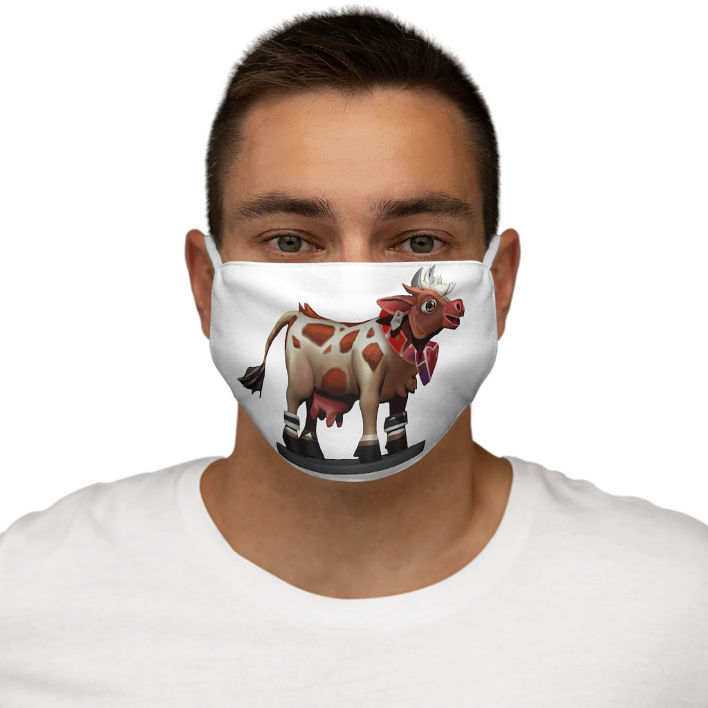 Light Brown Cow Snug-Fit Polyester Face Mask with elastic earloops and cotton interior, designed for comfort and style.