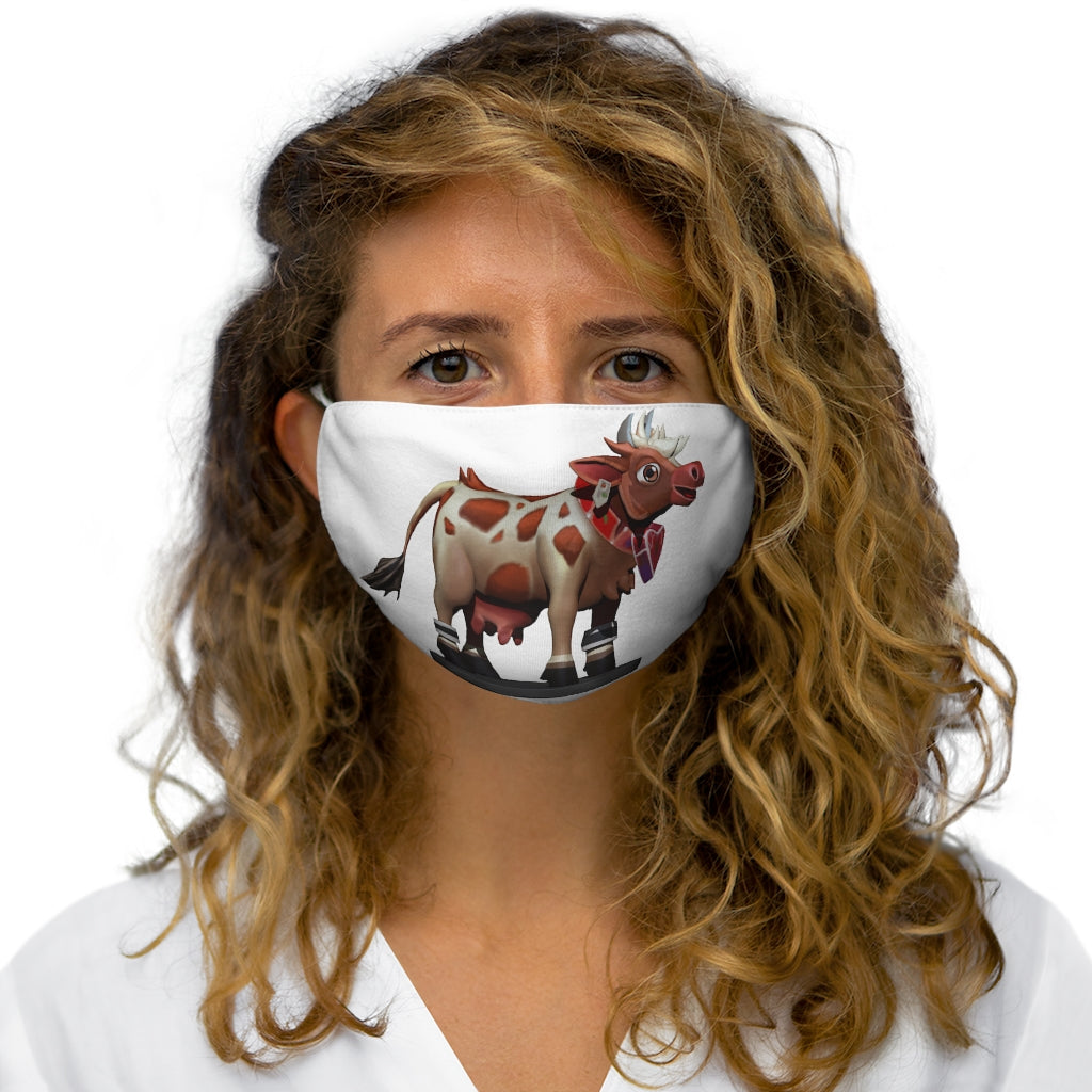 Light Brown Cow Snug-Fit Polyester Face Mask with elastic earloops and cotton interior, designed for comfort and style.