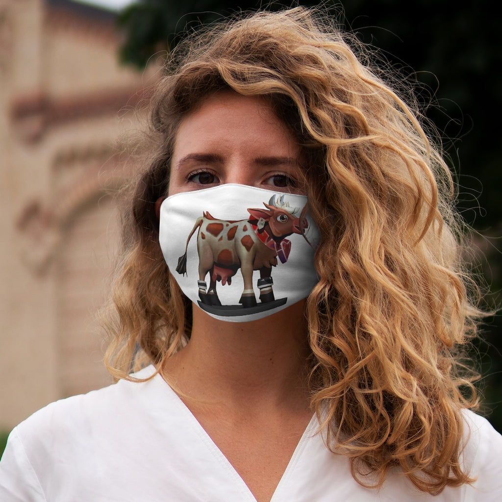 Light Brown Cow Snug-Fit Polyester Face Mask with elastic earloops and cotton interior, designed for comfort and style.