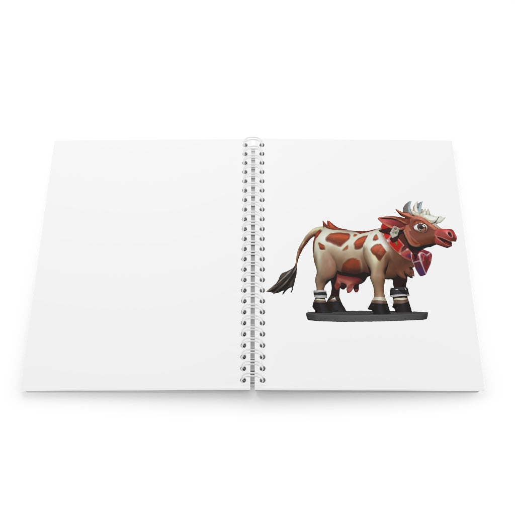 Light Brown Cow Spiral Notebook with customizable covers and wide-ruled pages, featuring a semi-gloss laminated finish.