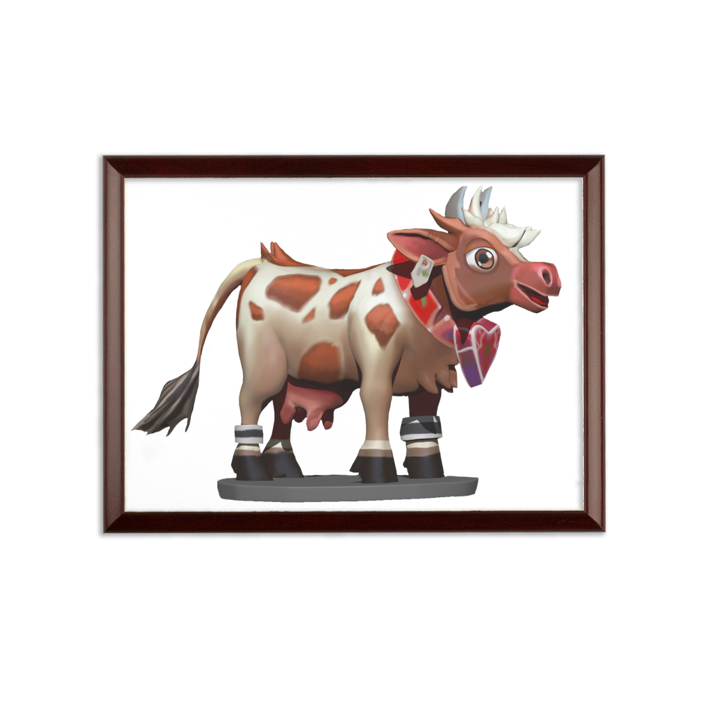 Light Brown Cow Sublimation Wall Plaque with ogee shaped edge and white printable surface, ideal for custom awards.