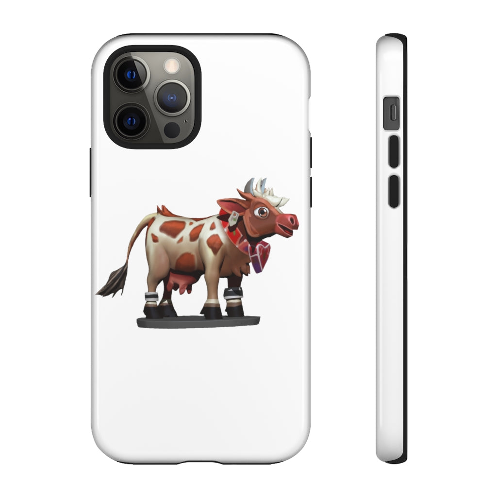 Light Brown Cow Tough Case featuring a stylish cow print design, dual-layer protection, and open ports for connectivity.