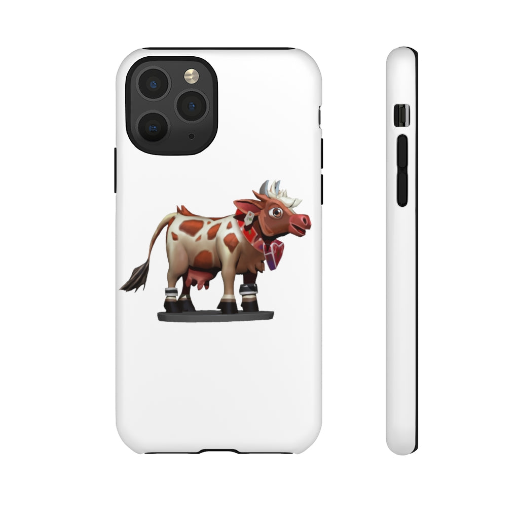 Light Brown Cow Tough Case featuring a stylish cow print design, dual-layer protection, and open ports for connectivity.