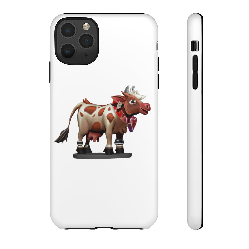 Light Brown Cow Tough Case featuring a stylish cow print design, dual-layer protection, and open ports for connectivity.