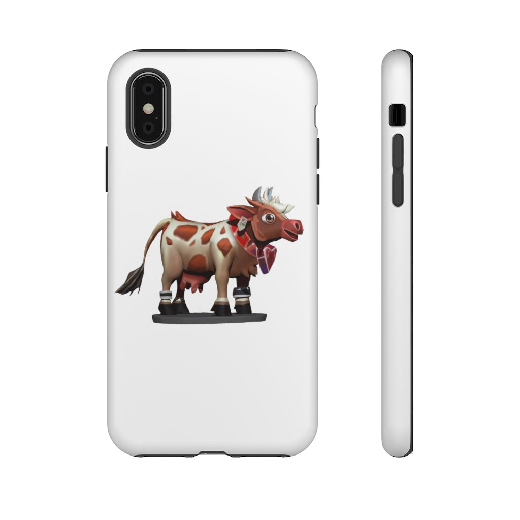 Light Brown Cow Tough Case featuring a stylish cow print design, dual-layer protection, and open ports for connectivity.